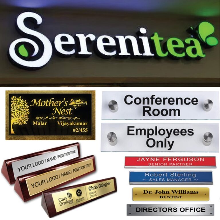 Acrylic sign board name plate custom size printing in sharjah